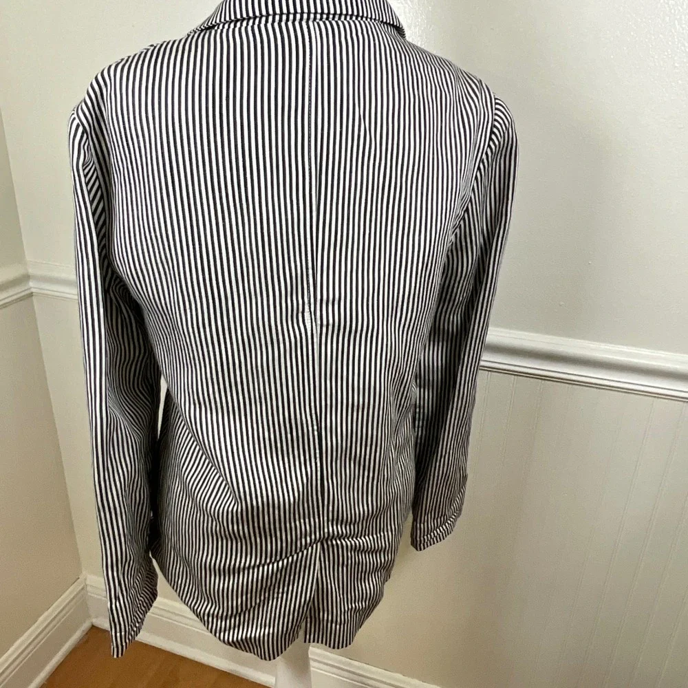 Cupcakes &‎ Cashmere Black White Pinstripe Blazer Jacket Buttonless Women Size S
